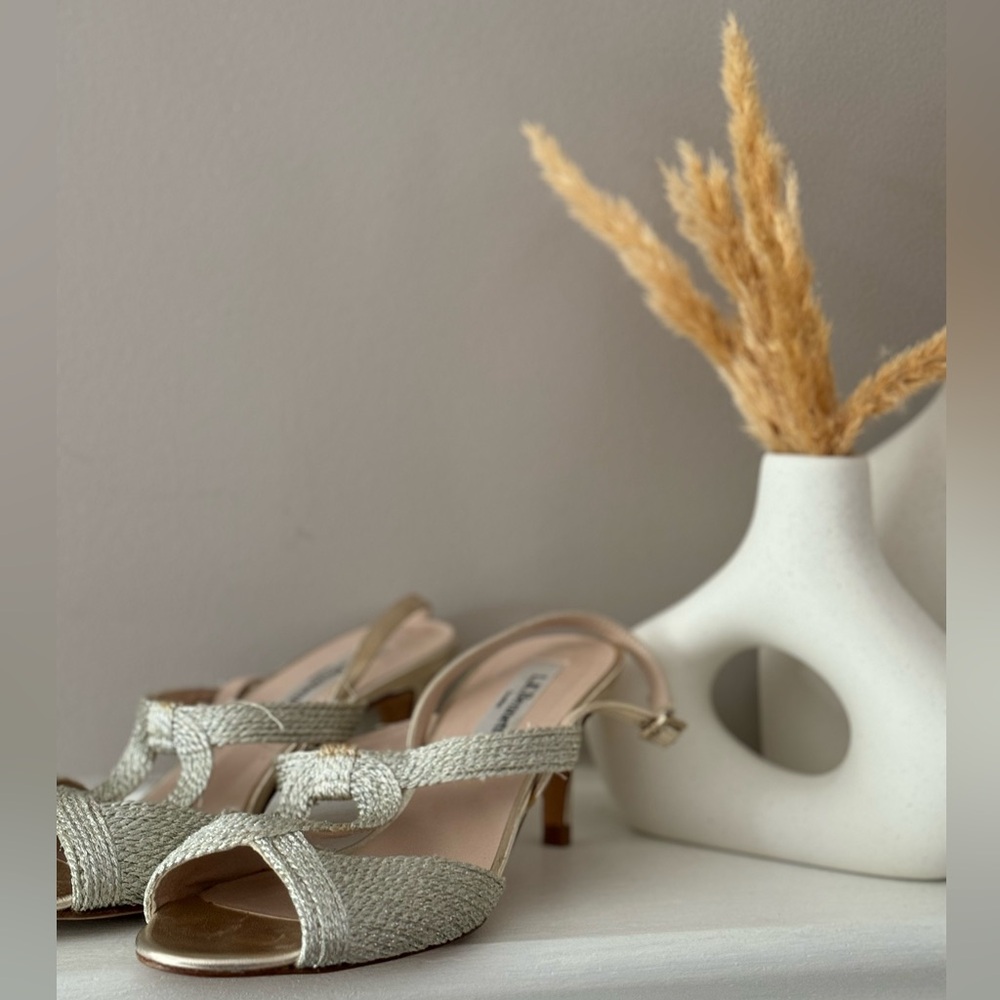 L.K. Bennett Gold Rope Wedge Sandals size 36